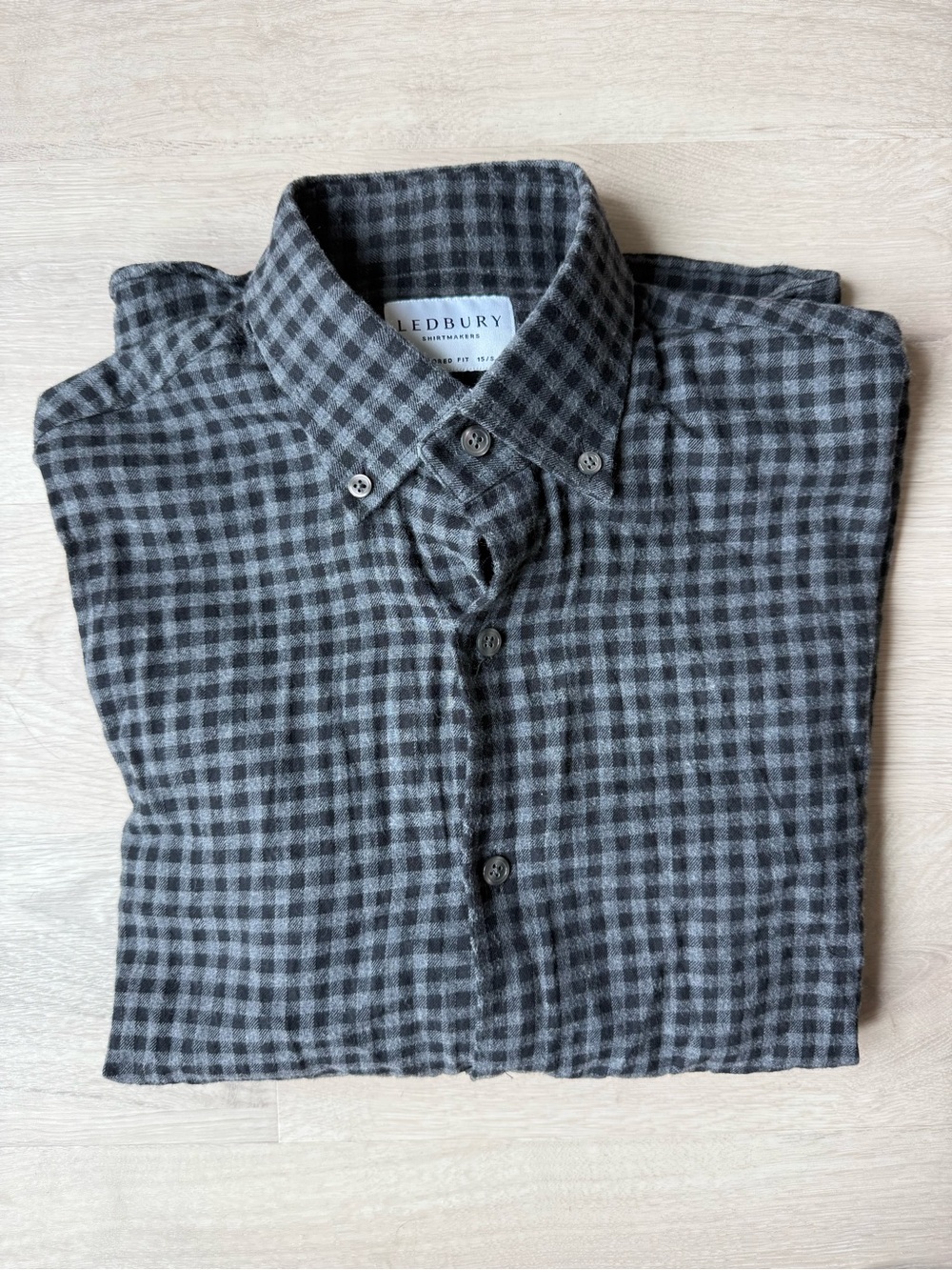 Ledbury - Dark Grey Corbett Gingham Casual Shirt - 15/S